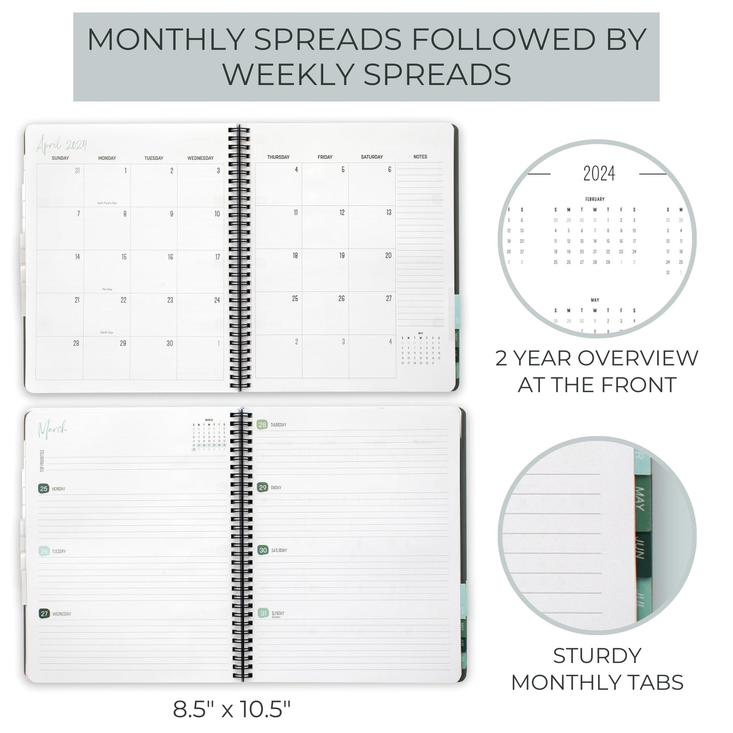 Simplified 2023-2024 Academic Planner - A Beautiful 8.5" x 10.5" Daily Planner to Easily Stay Organized - Perfect Calendar Book For Women or Men with Weekly & Monthly Spreads For The 23-24 School Year