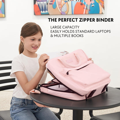 Sturdy 3 Ring Zipper Binder with Shoulder Strap for School - Beautiful 2 Inch Zip Up Binder with Extra Pockets Holds 500 Sheets, Books & Laptop - Easy to Carry Trapper Keeper Made of Premium Fabrics