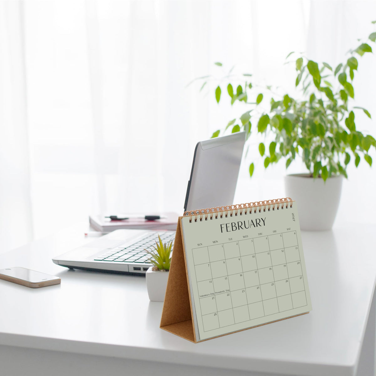 Aesthetic Desk Calendar 2027-2028 - Runs from January 2027 until July 2028