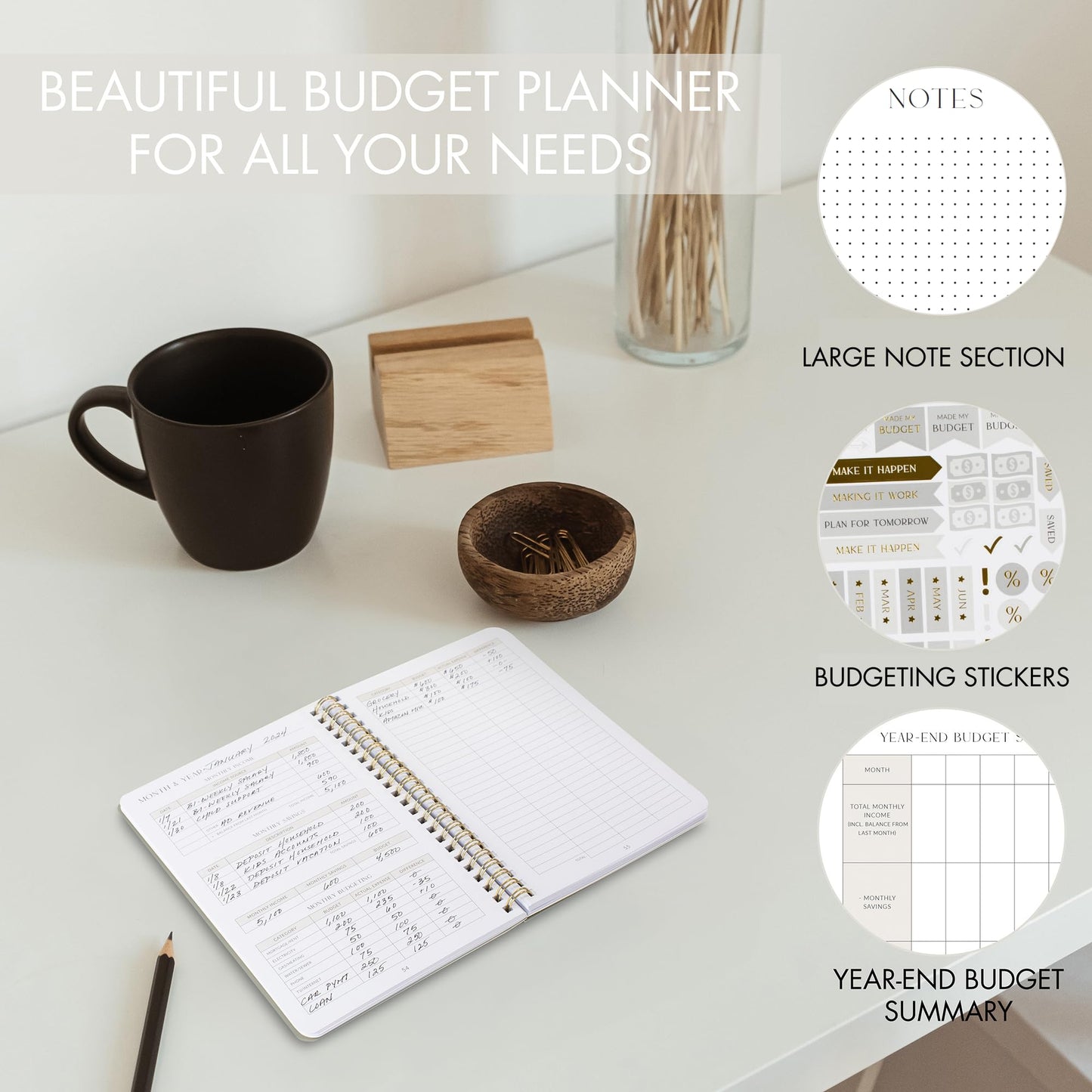 Easy to Use Monthly Budget Planner - 12 Month Financial Organizer with Expense Tracker Notebook - Monthly Money Budgeting Book That Manages Your Finances Effectively