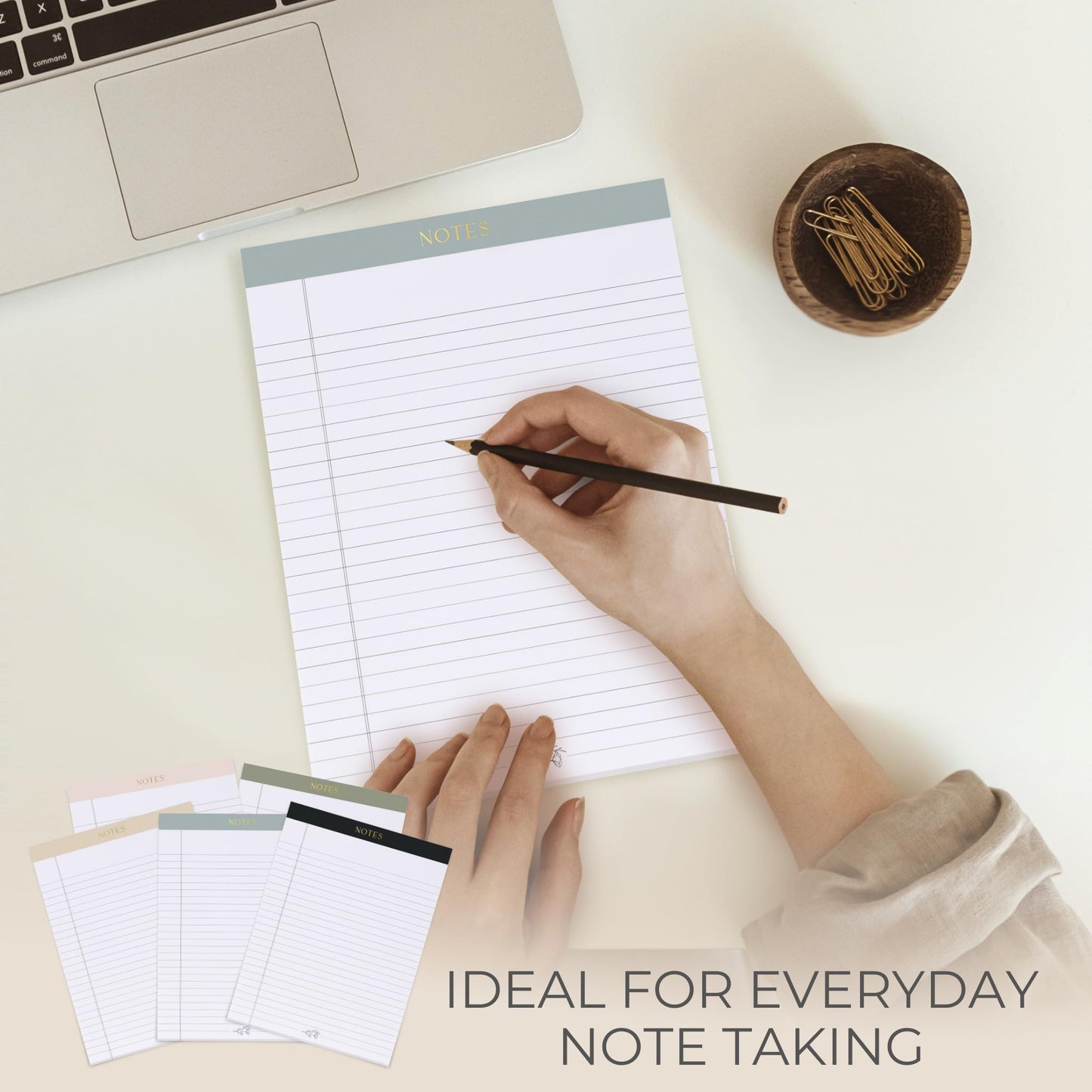 ZICOTO Aesthetic Note Pads Set Of 5 - Quality 8.5 x 11 inch Lined Legal Pads For Women Or Men - The Perfect Writing Notepads and Office Desk Supplies to Easily Organize Your To-Do Lists