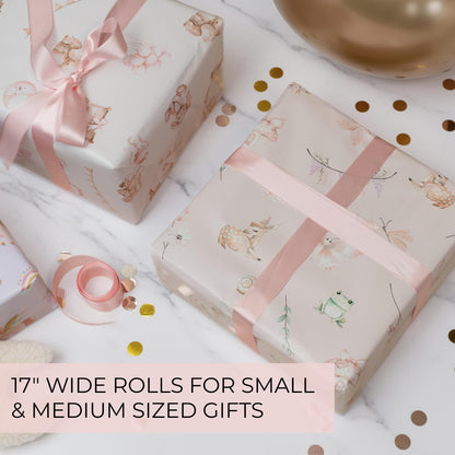 ZICOTO Beautiful Gift Wrapping Paper Rolls for Baby Shower - Cute Set of 3 Quality Rolls For Girls Birthdays & Baby Showers - Add a Touch of Magic to Every Gift You Wrap - 17 x 120 in