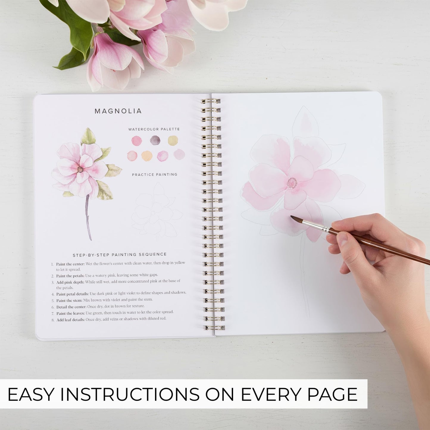 Beautiful Watercolor Workbook for Beginners - Relaxing & Easy to Paint Water Coloring Book with Floral Designs on Premium Paper - Perfect for Gifting to Spark Creativity & Joy for Adults