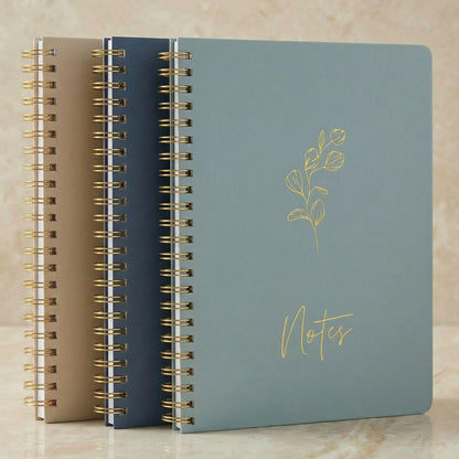 ZICOTO Aesthetic Spiral Notebook Set of 3 For Women - Cute College Ruled 8x6 Journal/Notebook with Large Pockets And Lined Pages - Perfect Supplies to Stay Organized at Work or School
