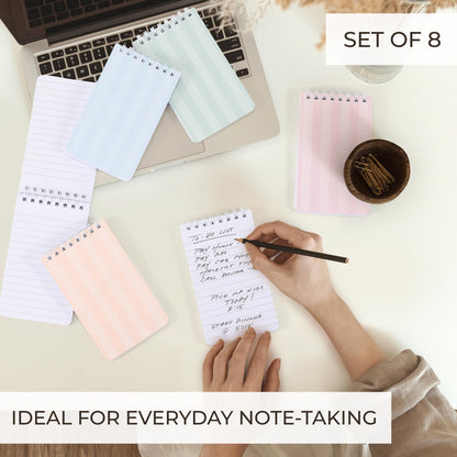 ZICOTO Aesthetic Pocket Notebooks Set Of 8 - Small 3x5 Spiral Notepads With Lined Pages For Women - The Perfect Little Mini Pads to Stay Organized and Boost Productivity at Work or School