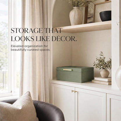 ZICOTO Decorative Photo Storage Box - Sturdy Linen Photo Organizer with Dividers is Perfect to Store Up to 1200 Pictures and 4x6 Photos - Portable Scrapbook Storage Containers with Lid