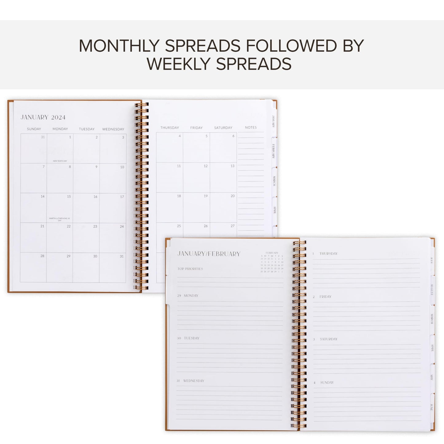 Beautiful 2024 Daily Planner - 7" x 10" Daily Planner for Women or Men with Weekly & Monthly Spreads for Easy Planning - Perfect Calendar Book To Organize All Tasks and Boost Productivity