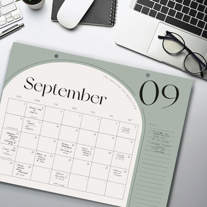 Aesthetic Sage Green Desk Calendar 2024-2025 - Runs From February 2024 Until July 2025 - The Perfect Desktop/Wall Calendar 16"x12" for Easy Organizing