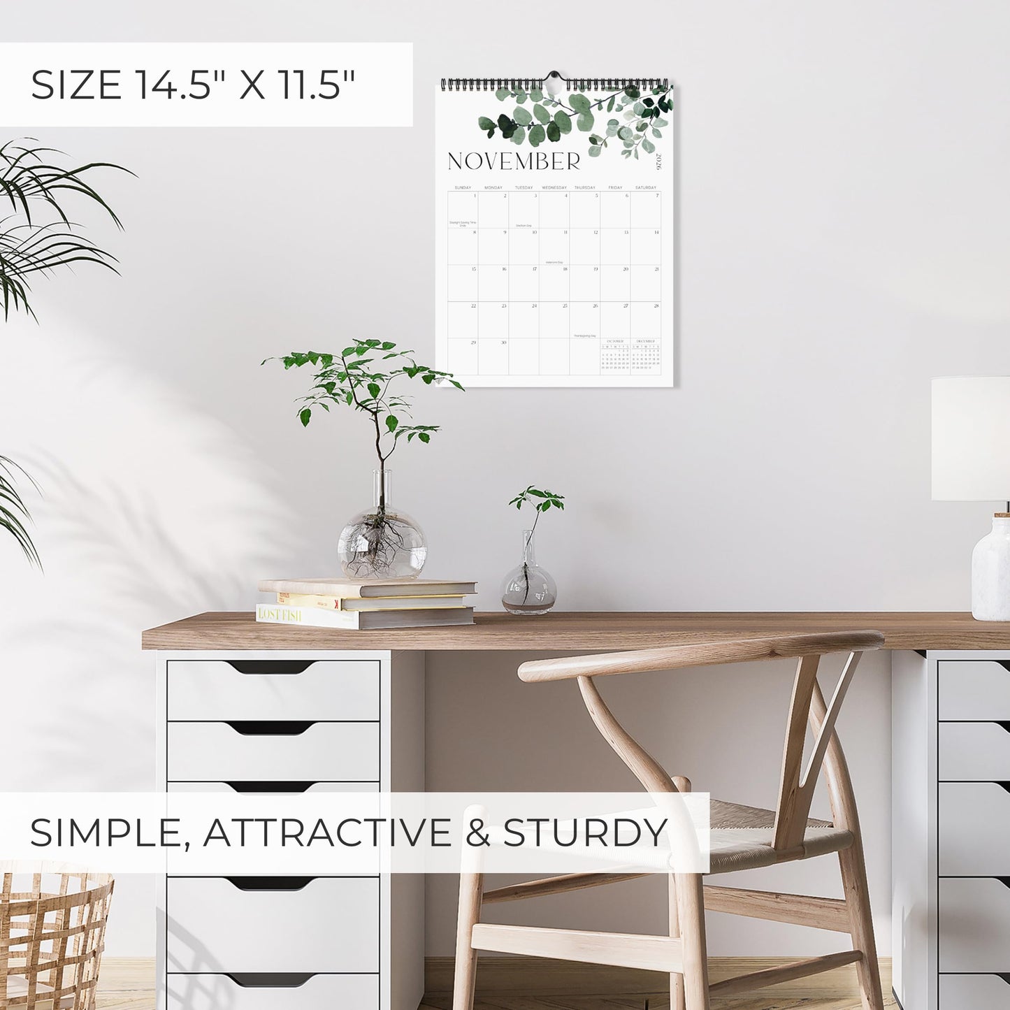 Aesthetic 2026 Wall Calendar - Runs from January 2026 Until July 2027 - The Perfect Large Modern Greenery Calendar Planner for Easy Organizing