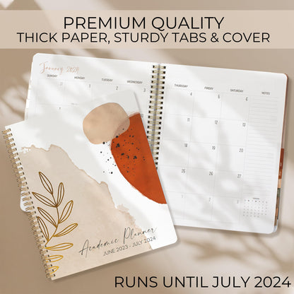 Beautiful 2023-2024 Academic Planner - A 8.5" x 10.5" Daily Planner for Women or Men with Weekly & Monthly Spreads For The 23-24 School Year - Runs From June 2023 - July 2024
