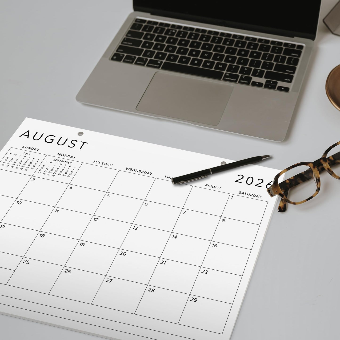 Aesthetic 2026 Desk Calendar - Runs From January 2026 Until July 2027 - Large Minimalistic Office Desktop/Wall Calendar 16"x12" for Easy Organizing