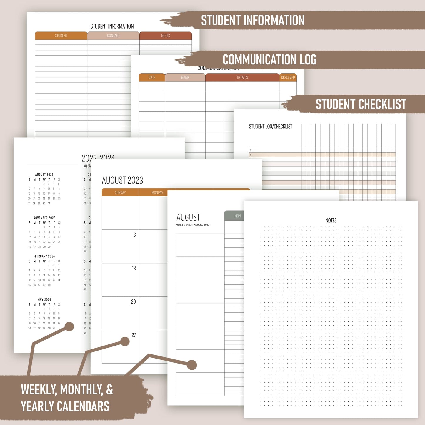 Aesthetic Teacher Planner For The 2023-2024 Academic School Year - Your All Incl. 8.5" x 11" Lesson Plan Book Supplies - Easily Organize Your Daily, Weekly & Monthly Classroom/Homeschool Schedule