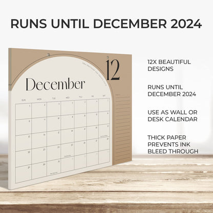 Aesthetic 2024 Desk Calendar - Minimal 2023-2024 Desktop Or Wall Calendar Runs Until December 2024 - The Perfect Large Calendar for Easy Planning