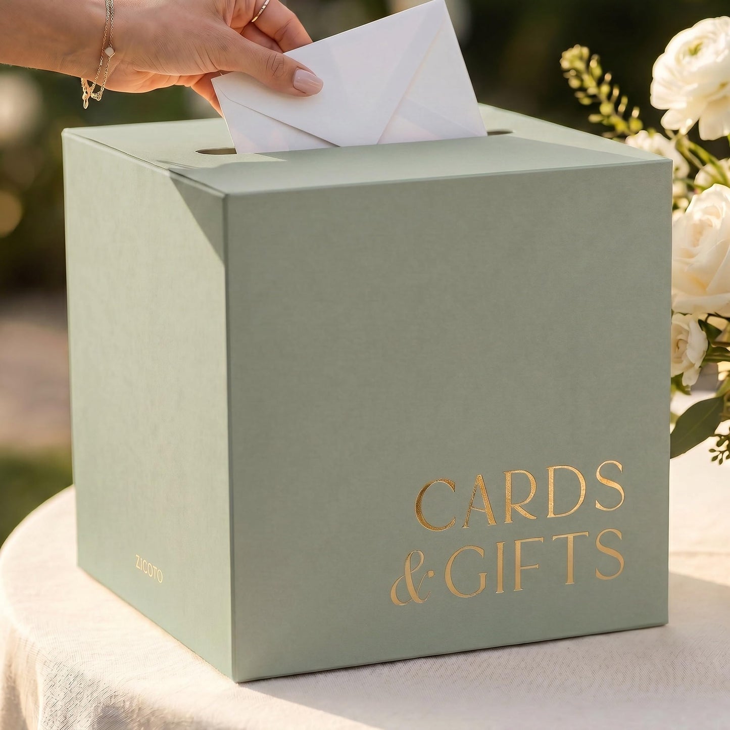 ZICOTO Elegant Wedding Card Box for a Beautiful Reception Gift Table – Lovely Card Box for Wedding, Graduation and Celebration Decor – Charming Envelope Gift Box