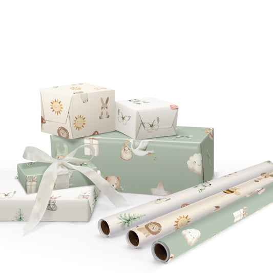 ZICOTO Beautiful Gift Wrapping Paper Rolls for Baby Shower - Cute Set of 3 Quality Rolls For Birthdays & Baby Showers - Add a Touch of Magic to Every Gift You Wrap - 17 x 120 in
