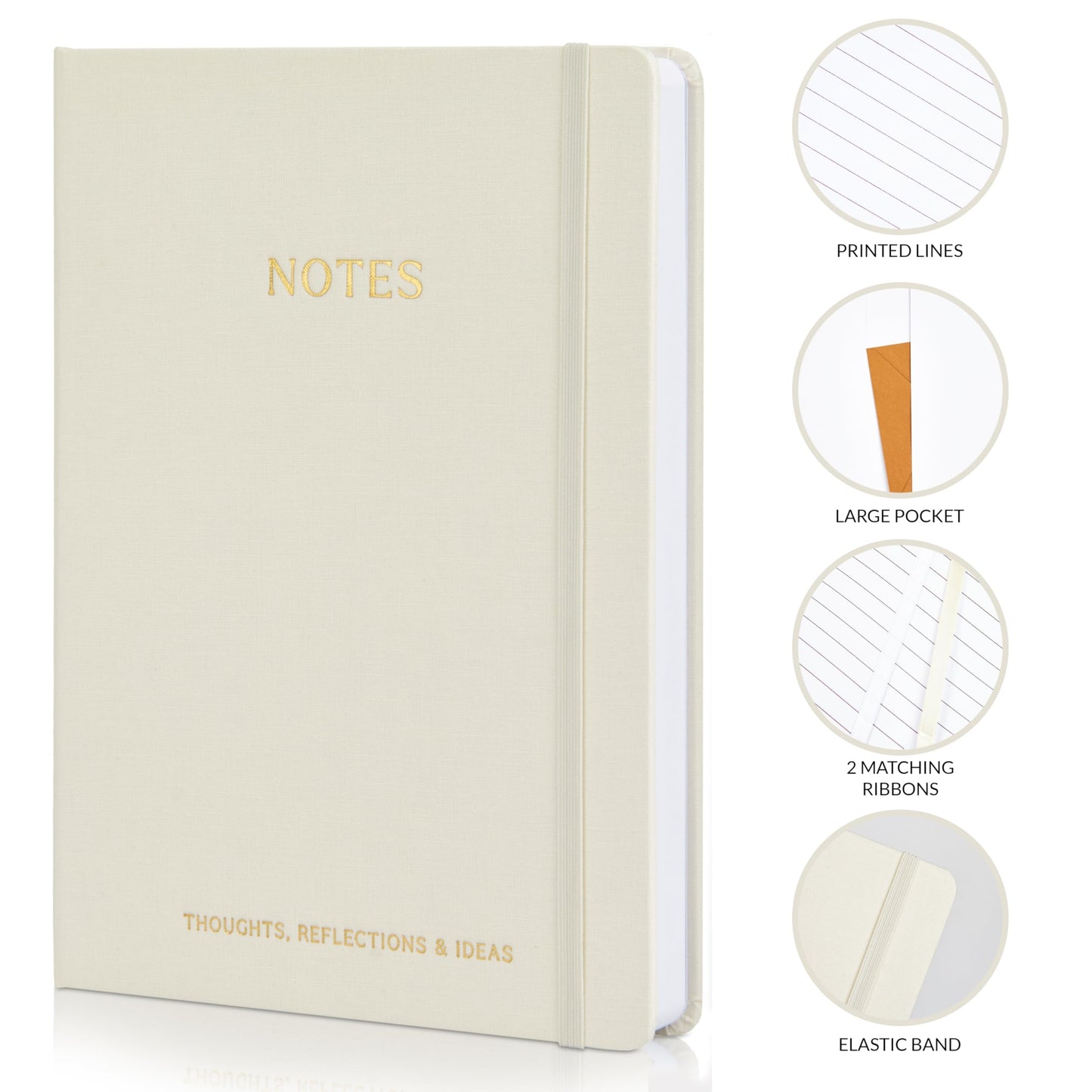 ZICOTO Aesthetic Thick Notebook Journal For Women 7" x 10" - Modern Linen Hardcover Note Book With 300 Lined Pages - Perfect For Writing And Staying Organized at Work or School