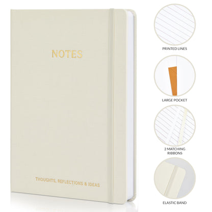 ZICOTO Aesthetic Thick Notebook Journal For Women 7" x 10" - Modern Linen Hardcover Note Book With 300 Lined Pages - Perfect For Writing And Staying Organized at Work or School