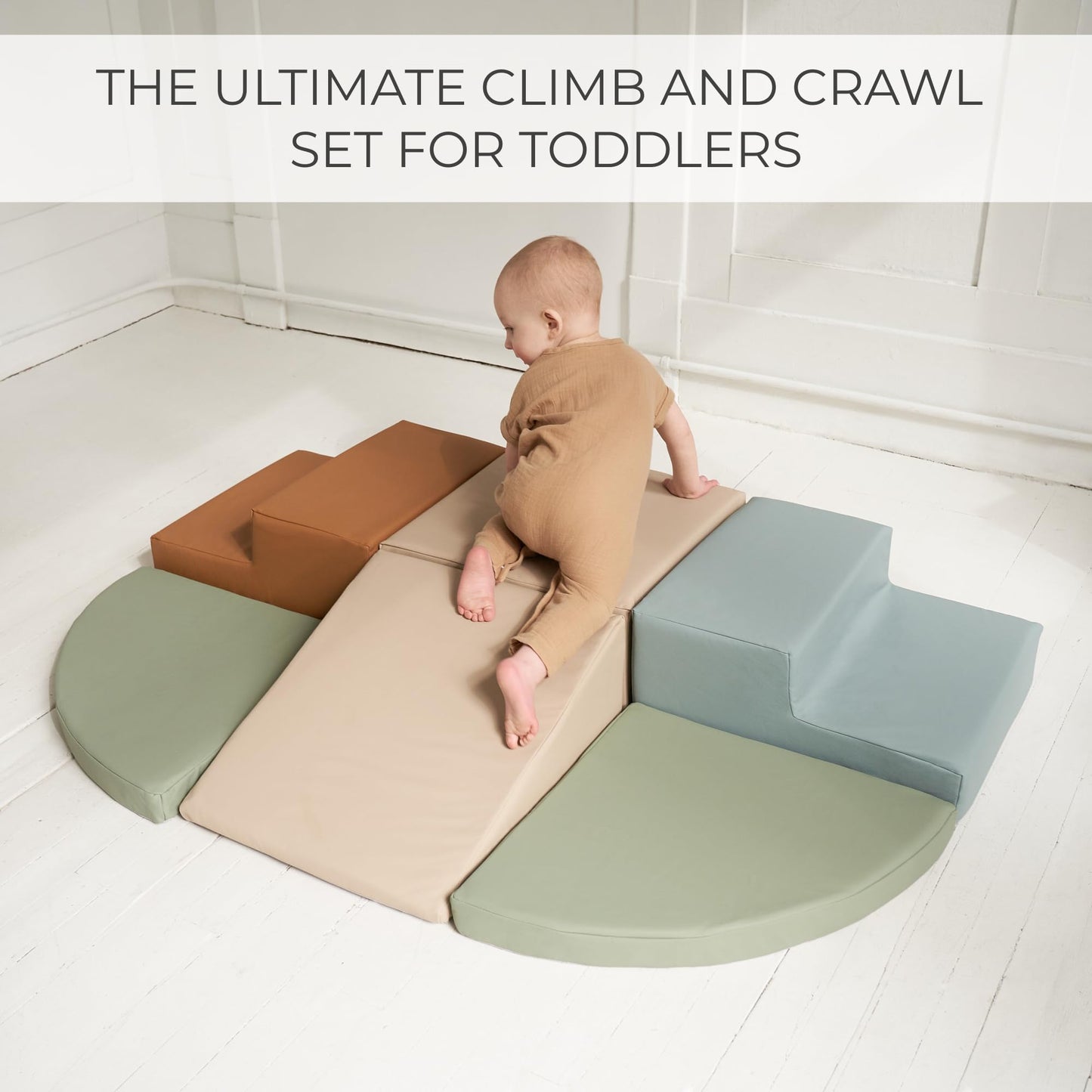 ZICOTO Fun Climbing Toy Set for Toddlers Aged 1-3 - Incl. Crawl Through Tunnel & PU-Leather Climbing Blocks for Unlimited Indoor Fun - Perfect Foam Play Gym for Baby/Kids to Safely Learn New Skills
