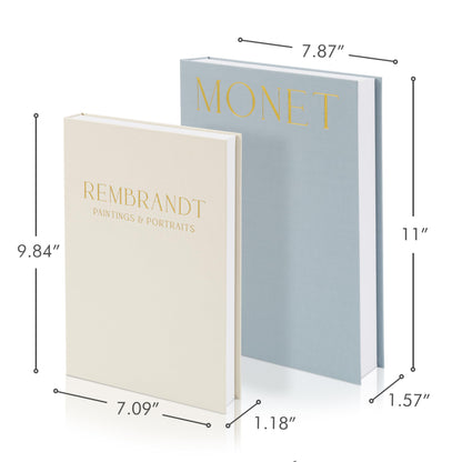 Beautiful Decorative Books - Set of 2 Linen Boxes Enhance Your Coffee Table, Bookshelf or Mantel Decor - Stylish Fake/Faux Books for Modern Home Decoration, Photo Storage and as a Keepsake Box