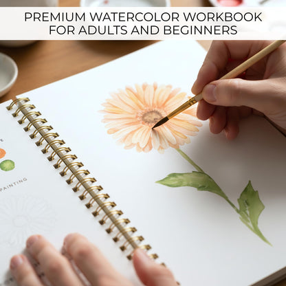 Beautiful Watercolor Workbook for Beginners - Relaxing & Easy to Paint Water Coloring Book with Floral Designs on Premium Paper - Perfect for Gifting to Spark Creativity & Joy for Adults