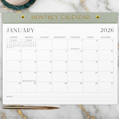 Aesthetic 2026-2027 Desk Calendar - Runs From January 2026 Until July 2027 - Minimalistic Office Desktop/Wall Calendar 14.5"x11.5" for Easy Organizing
