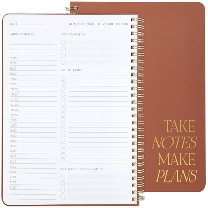 ZICOTO Beautiful Daily Planner And Notebook With Hourly Schedule - Aesthetic Spiral To do List Notepad to Easily Organize Your Work Tasks And Appointments - The Perfect Office Supplies For Women