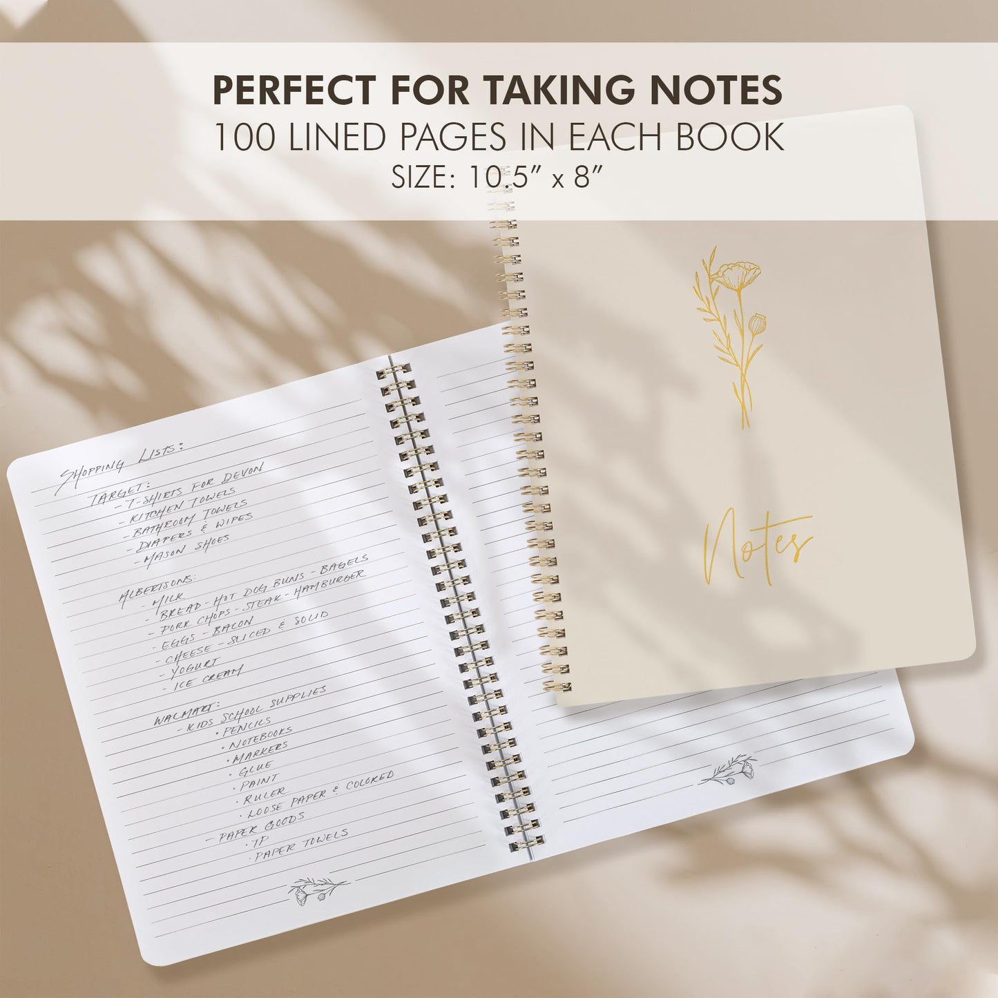 ZICOTO Aesthetic Spiral Notebook Set of 3 For Women 10.5 x 8 - Large College Ruled Journal/Notebook with Large Pockets And Lined Pages - Perfect Supplies to Stay Organized at Work or School