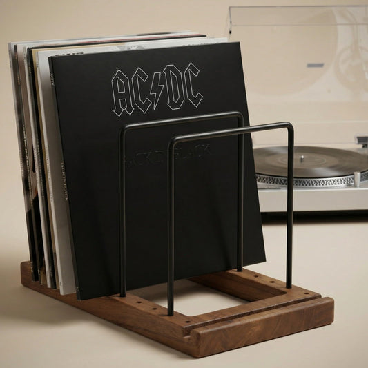 ZICOTO Decorative Vinyl Record Storage For Up to 75 Single Records – Sturdy LP Holder Stand Organizes All Your Favorite Classic, Oldies, or Recent Hit Albums in Style