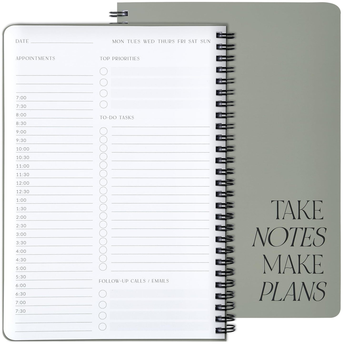 Beautiful Daily Planner And Notebook With Hourly Schedule - Aesthetic Spiral To do List Notepad to Easily Organize Your Work Tasks And Appointments - The Perfect Office Supplies For Women