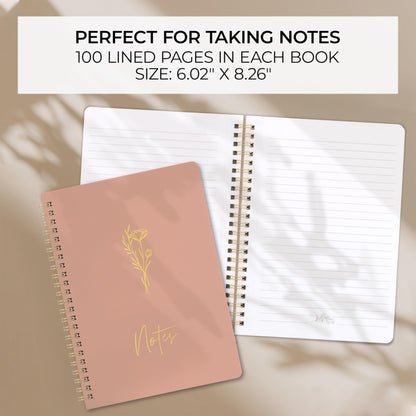 ZICOTO Aesthetic Spiral Notebook Set of 3 - Cute 8x6 College Ruled Journals with Pockets - Perfect for Women to Stay Organized at Work or School