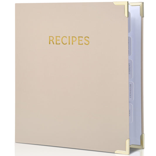 Aesthetic Recipe Binder with Polyester Waterproof cloth Cover - The Perfect Recipe Book with Plastic Sleeves to Write in Your Own Recipes - Quality Blank Cookbook Binder, Cards incl.