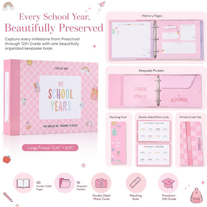 School Memory Book Scrapbook for Kids - Back to School Keepsake Album