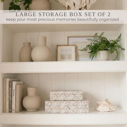 ZICOTO Beautiful Decorative Box Set of 2 - Stylish Decorarive Storage Boxes With Lids Enhance Your Living Room
