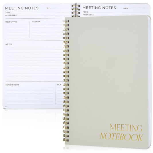 ZICOTO Simplified Meeting Notebook For Work Organization - Easily Take Notes And Keep Agendas on Track - The Perfect Office Planner Supplies for Women & Men to Professionally Manage Business Projects