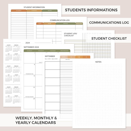 Aesthetic Teacher Planner For The 2024-2025 Academic School Year - Your All Incl. 8.5" x 11" Lesson Plan Book Supplies - Easily Organize Your Daily, Weekly & Monthly Classroom/Homeschool Schedule