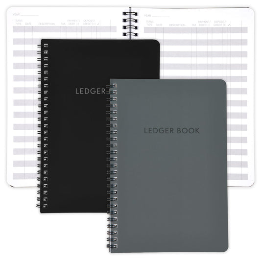Set of 2 Easy to Use Accounting Ledger Books - Expense Tracker Notebook for Your Small Business - The Perfect Personal Finance Checkbook, Income and Expense Log Book