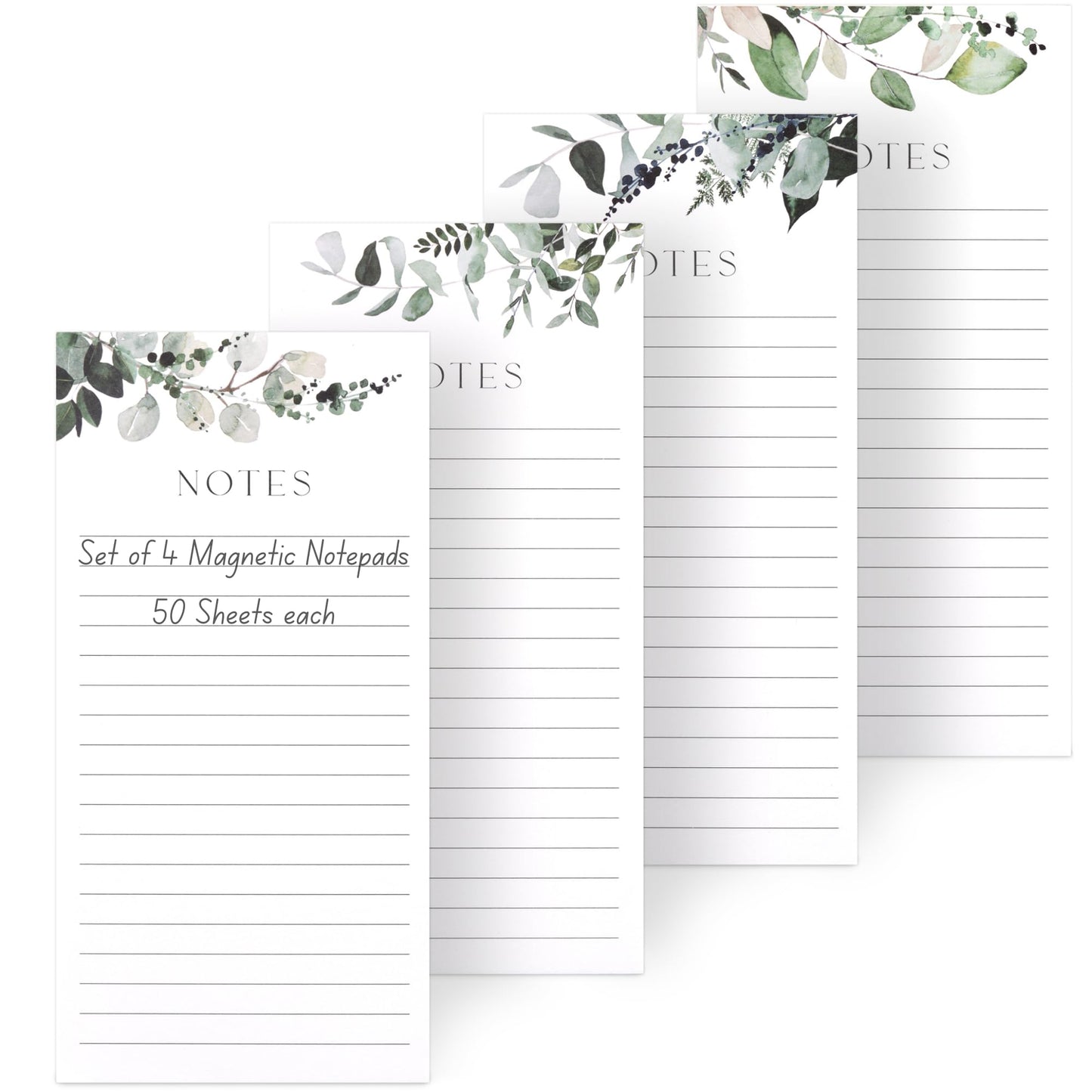 Beautiful Magnetic Notepads for Fridge - Set Of 4 Modern Note pads With Lined Pages to Easily Write Notes & Make Grocery/Shopping Lists - The Perfect To Do Pad w/ Strong Magnets for Your Refrigerator