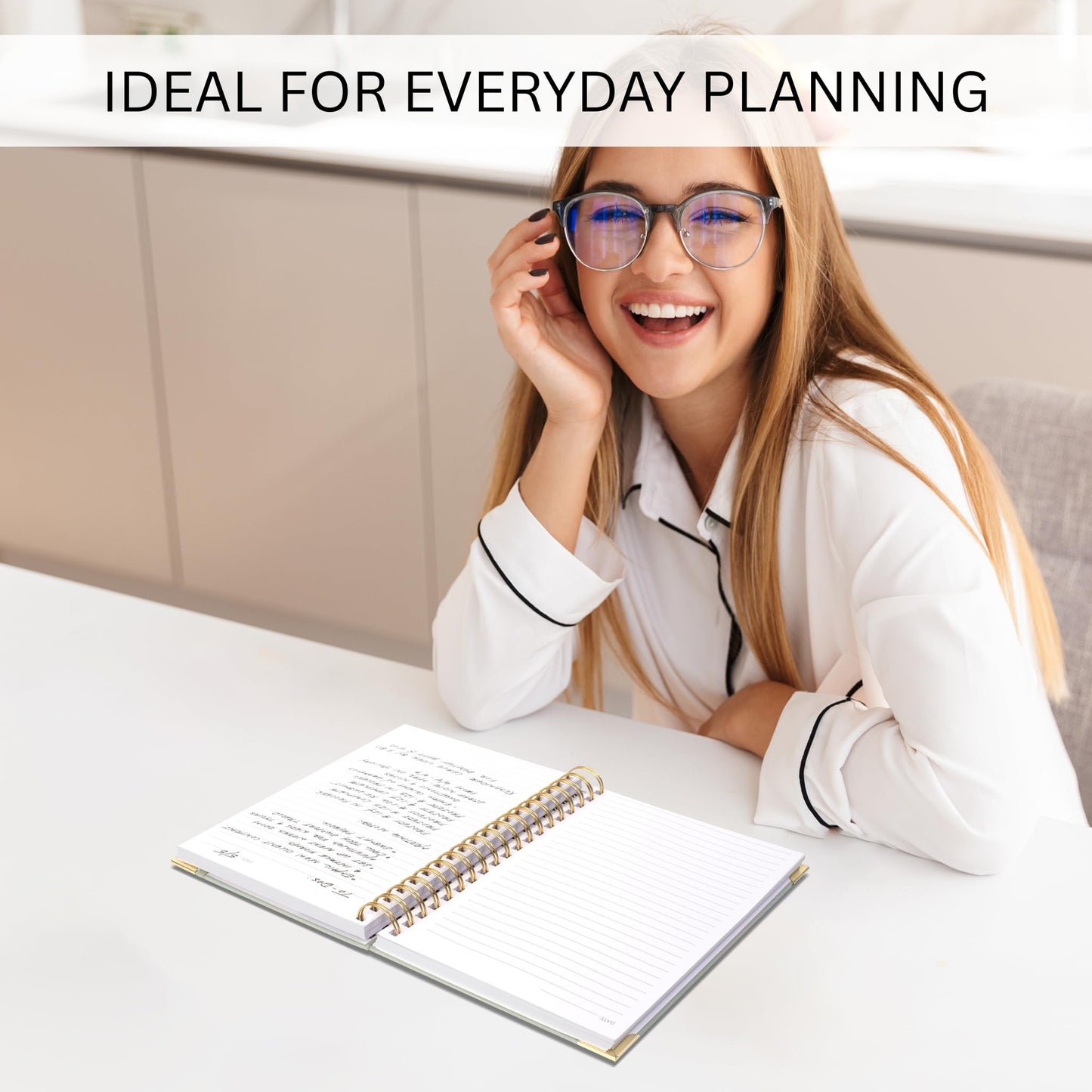 Aesthetic Thick Spiral Notebook Journal For Women in B5 Format - Modern Linen Hardcover College Ruled Note Book With 300 Lined Pages - Perfect For Writing And Staying Organized at Work or School