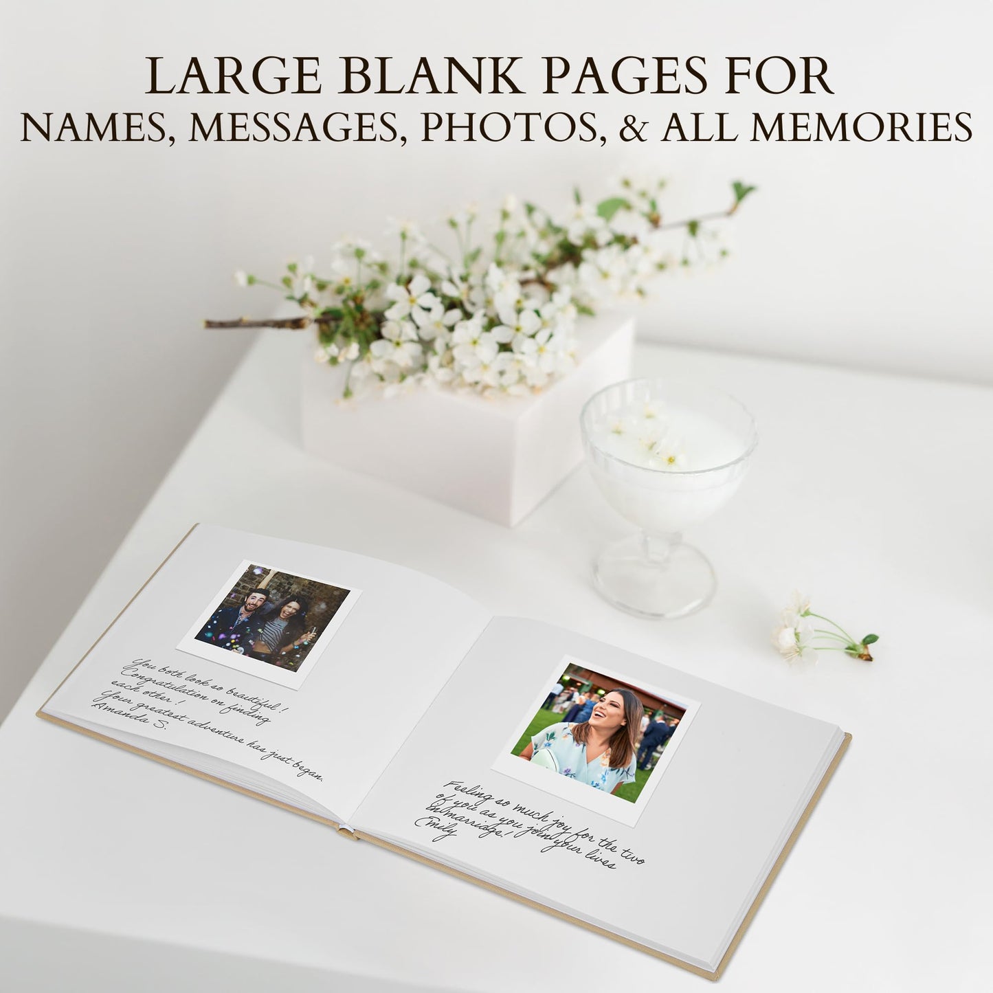 ZICOTO Beautiful Wedding Guest Book for Your Wedding Reception - Simply Elegant Guestbook to Sign in and Add Polaroid Photos - The Perfect Wedding Or Baby Shower Guest Book for The Special Day