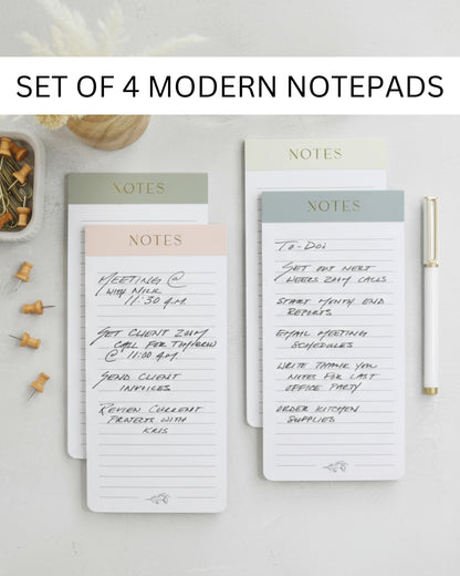 Beautiful Magnetic Notepads for Fridge - Set Of 4 Modern Note Pads With Lined Pages to Easily Write Notes & Make Grocery/Shopping Lists - The Perfect To Do Pad w/ Strong Magnets for Your Refrigerator