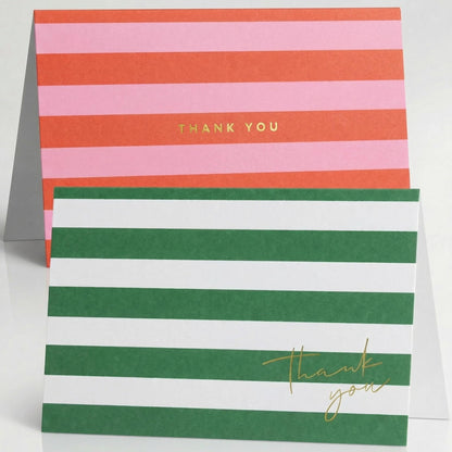 Beautiful Striped Thank You Cards Set of 30 With Envelopes and Stickers - Elegant Blank Cards For Personalized Notes - Perfect Bulk Stationary Set For All Occasions incl. Weddings, Business & Baby Showers