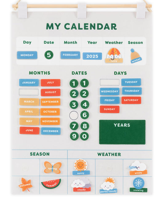 Beautiful Toddler and Kids Calendar - Perfect Homeschool Supplies with Months, Days of The Week, Season and Weather - Cute Play Room Decor Essentials for Preschool Learning & Organization