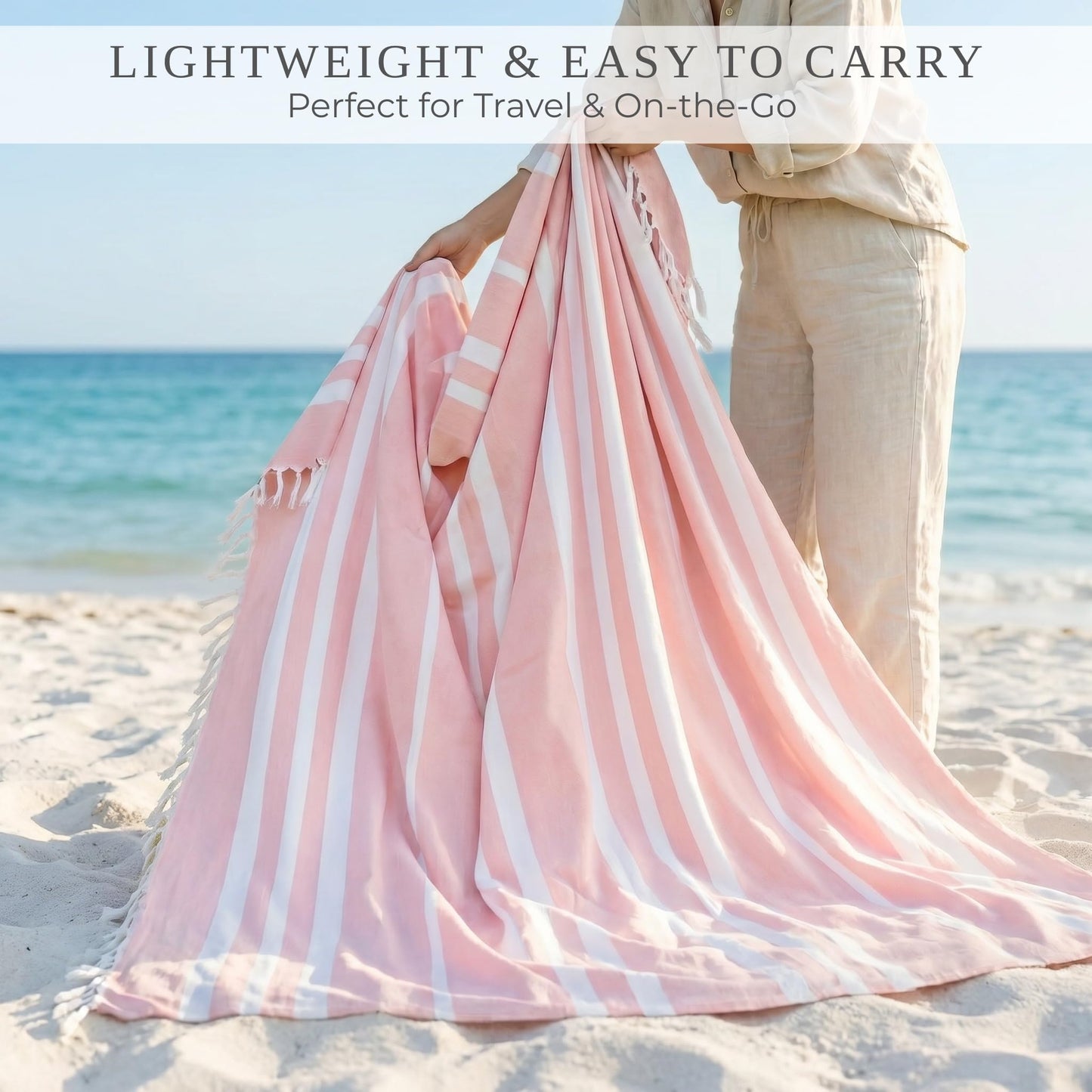 ZICOTO Beach Blanket Oversized for Family Beach Days & Picnics – Large Turkish Beach Towel, Quick-Drying and Sand-Resistant – Soft 80x80 Inch Outdoor Blanket, Lightweight Cotton Blend