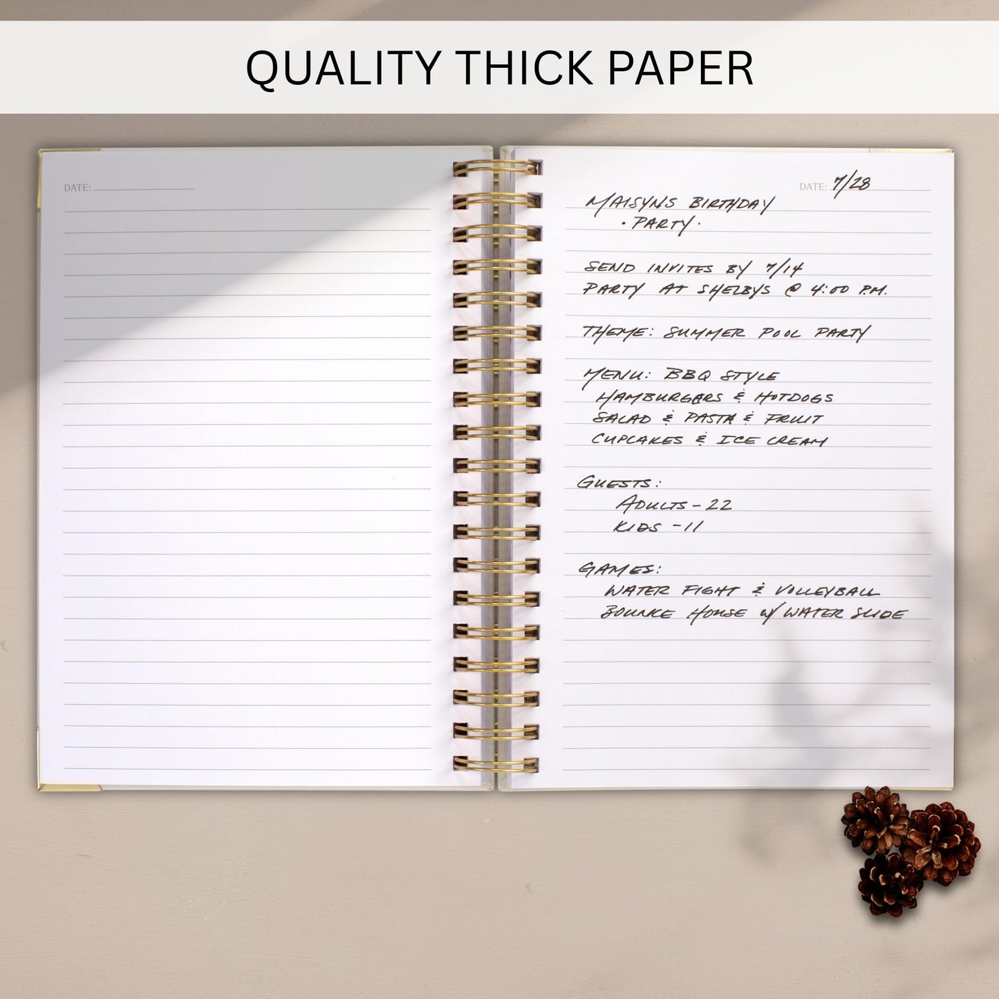 Aesthetic Thick Spiral Notebook Journal For Women in B5 Format - Modern Linen Hardcover College Ruled Note Book With 300 Lined Pages - Perfect For Writing And Staying Organized at Work or School