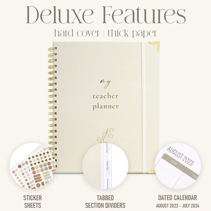 Simplified Teacher Planner For The 2023-2024 Academic School Year - Your All Incl. 8.5" x 11" Lesson Plan Book Supplies - Easily Organize Your Daily, Weekly & Monthly Classroom/Homeschool Schedule