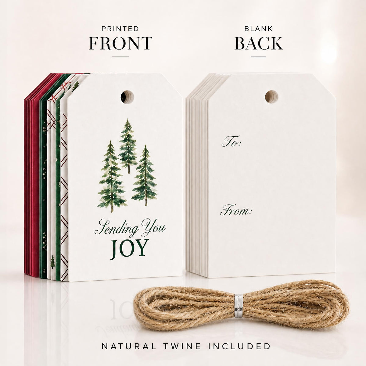Beautiful Christmas Gift Tags - 48 Festive Quality Labels with Rope