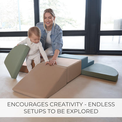 ZICOTO Fun Climbing Toy Set for Toddlers Aged 1-3 - Incl. Crawl Through Tunnel & PU-Leather Climbing Blocks for Unlimited Indoor Fun - Perfect Foam Play Gym for Baby/Kids to Safely Learn New Skills