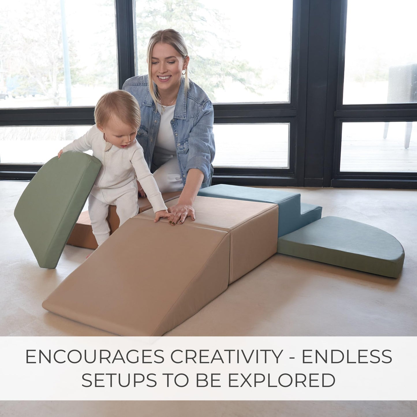 ZICOTO Fun Climbing Toy Set for Toddlers Aged 1-3 - Incl. Crawl Through Tunnel & PU-Leather Climbing Blocks for Unlimited Indoor Fun - Perfect Foam Play Gym for Baby/Kids to Safely Learn New Skills