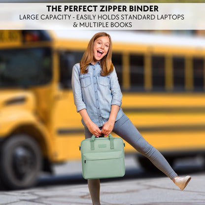 Sturdy 3 Ring Zipper Binder with Shoulder Strap for School - Beautiful 2 Inch Zip Up Binder with Extra Pockets Holds 500 Sheets, Books & Laptop - Easy to Carry and Made of Durable Premium Fabrics