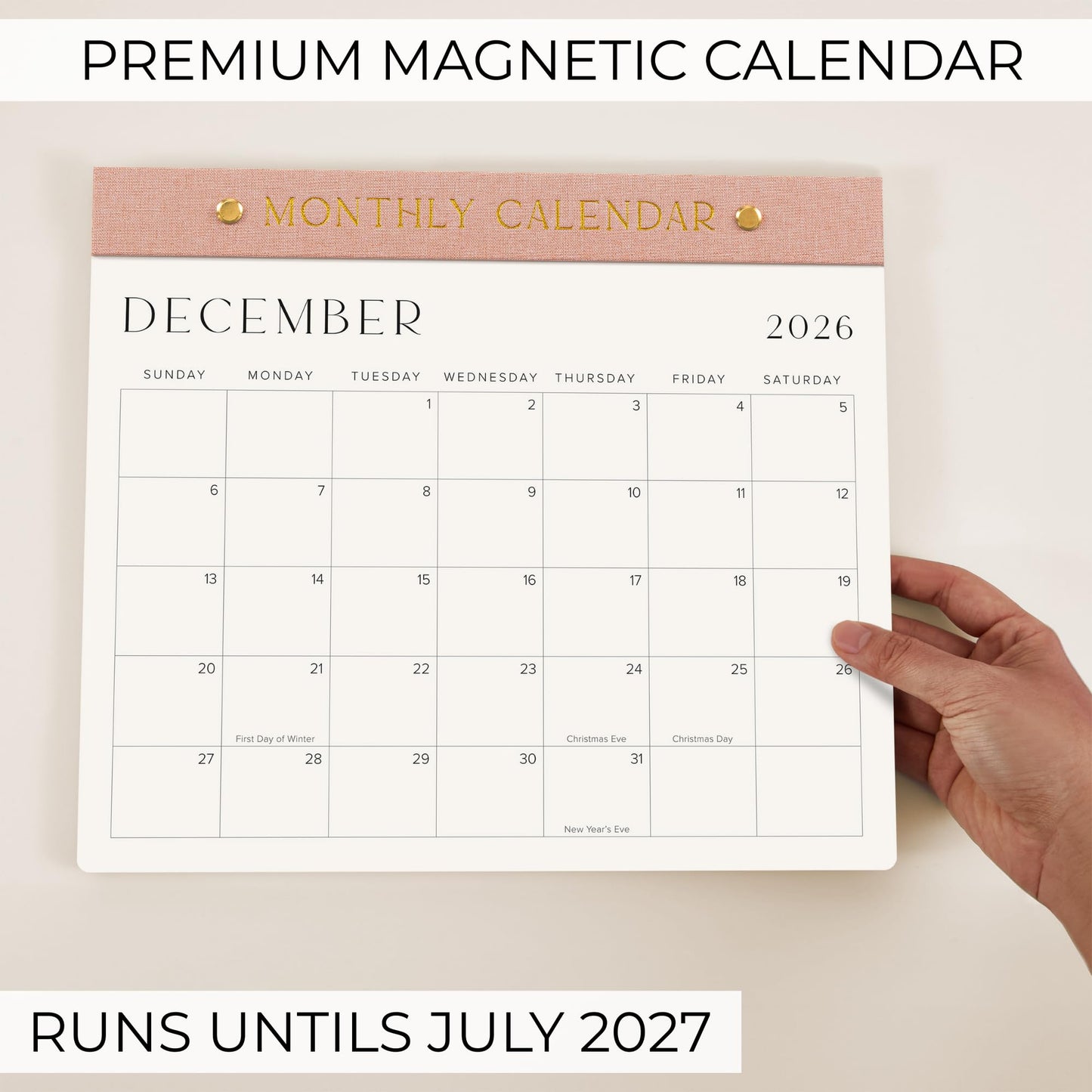 Beautiful 2026-2027 Magnetic Fridge Calendar - Runs From June 2026 Until December 2027 - The Perfect Monthly Refrigerator Calendar for Easy Organizing